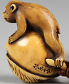 Netsuke of Monkey on Peach, Ivory, Japan