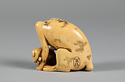 Netsuke of Dog and Puppy, Ivory, Japan