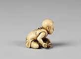 Netsuke of Child with a Turtle, Ivory, Japan