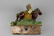 Roof Tile in Form of a Mounted Warrier, Pottery, China