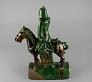 Roof Tile in Form of a Mounted Warrier, Pottery, China