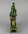 Roof Tile in Form of a Mounted Warrier, Pottery, China