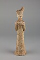 Figure of a standing woman, Earthenware with pigments, China