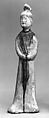 Figure of a standing woman, Eartheware with polychrome glaze (Sancai ware), China
