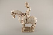 Horse and rider, Earthenware with traces of pigment, China