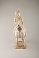 Horse and rider, Earthenware with traces of pigment, China