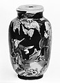 Minature bottle with scene of the West Chamber, Porcelain painted with underglaze cobalt blue and overglaze black enamel (Jingdezhen ware), China