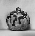 Miniature covered jar, Earthenware with three-color (sancai) glaze, China