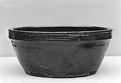 Water container, Stoneware with oil-spot glaze (Huairen ware), Japanese lacquer cover, China