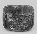 Square Bowl, Clay decorated with crackled glaze (Yatsushiro ware, Mishima style), Japan