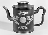 Teapot with chi dragons and character of longevity (shou), Stoneware with slip decoration (Yixing ware), China
