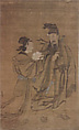 Lȕ Dongbin and the Spirit of the Peony, Unidentified artist, Hanging scroll; ink and color on silk, China