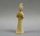 Figures, Unglazed pottery; only b: pottery, unglazed, whitish with traces of polychrome, China