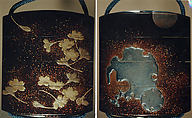 Case (Inrō) with Design of Scattered Cherry Blossoms (obverse); Snow Roundels (reverse), Lacquer, roiro, gold and silver hiramakie, takamakie, togidashi; Interior: nashiji and fundame, Japan