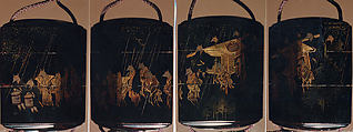 Case (Inrō) with Design of Fox Wedding Procession, Lacquer, roiro, gold and colored togidashi, nashiji; Interior: silver lacquer, roiro and fundame, Japan