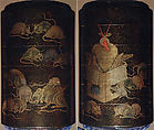 Case (Inrō) with Design of Rats Eating Rice beside New Year Arrangement with Mochi and Crayfish, Lacquer, roiro, nashiji, gold, silver and red togidashi; Interior: nashiji and fundame, Japan