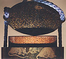 Case (Inrō) with Design of Rats Eating Rice beside New Year Arrangement with Mochi and Crayfish, Lacquer, roiro, nashiji, gold, silver and red togidashi; Interior: nashiji and fundame, Japan