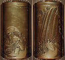 Case (Inrō) with Design of Tortoises on Rocks (obverse); Tortoises Swimming beneath a Waterfall (reverse), Lacquer, fundame, gold, silver and brown hiramakie, gold foil, kirigane; Interior: nashiji and fundame, Japan