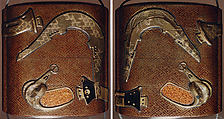 Case (Inrō) with Design of Saddle and Stirrups, Lacquer, brown ground, gold, black and silver hiramakie, metal inlay; Interior: nashiji and fundame, Japan
