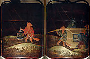 Case (Inrō) with Design of Fox Wedding Procession in Rain, Lacquer, dark brown, gold and colored hiramakie, takamakie, nashiji, kirigane; Interior: gyobu nashiji and fundame, Japan