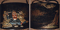 Case (Inrō) with Design of the Three Sake Tasters, Lacquer, roiro, gold and colored hiramakie, takamakie; Interior: gyobu nashiji and fundame, Japan