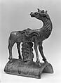 Roof tile with a mythical hourse, Earthenware with colored glaze, China