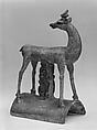 Roof tile with a figure of deer, Stoneware with polychrome glaze, China