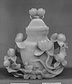 Vase with cover, Nephrite, white with light greenish tint and mottlings of white and light brown, China