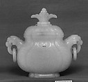 Covered jar with ring handles

, Jade (nephrite), China