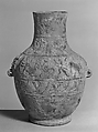 Vessel (Hu) with birds and animals, Earthenware, China