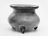 Miniature tripod incense burner, Stoneware with variegated blue glaze (Jun ware), China