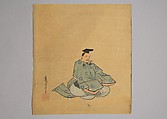 Immortal Poet, Kano Shōun (1637–1702), Unmounted shikisi leaf; ink and color on silk, Japan