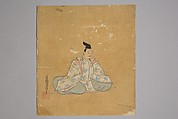 Immortal Poet, Kano Shōun (1637–1702), Unmounted shikisi leaf; ink and color on silk, Japan