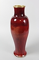Vase, Porcelain with ox-blood red glaze (Jingdezhen ware), gilt bronze mouth rim, China