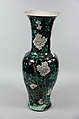 Vase with birds and flowers, Porcelain painted in polychrome enamels over black ground (Jingdezhen ware, famille noire), China