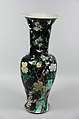 Vase with birds and flowers, Porcelain painted in polychrome enamels over black ground (Jingdezhen ware, famille noire), China