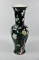 Vase with birds and flowers, Porcelain painted in polychrome enamels over black ground (Jingdezhen ware, famille noire), China