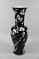 Vase with birds and flowers, Porcelain painted in polychrome enamels over black ground (Jingdezhen ware, famille noire), China