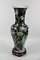 Vase with birds and flowers, Porcelain painted in polychrome enamels over black ground (Jingdezhen ware, famille noire), China