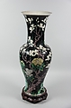Vase with birds and flowers, Porcelain painted in polychrome enamels over black ground (Jingdezhen ware, famille noire), China