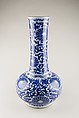 Bottle vase with floral scrolls, Porcelain painted in underglaze cobalt blue (Jingdezhen ware), China