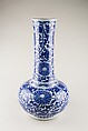 Bottle vase with floral scrolls, Porcelain painted in underglaze cobalt blue (Jingdezhen ware), China