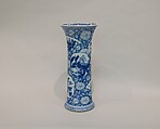 Vase with landscape and bird-and-flower scenes, Porcelain painted in underglaze cobalt blue (Jingdezhen ware), China