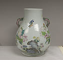 Vase with birds and flowers, Porcelain painted in overglaze polychrome enamels (Jingdezhen ware), China