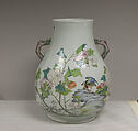 Vase with birds and flowers, Porcelain painted in overglaze polychrome enamels (Jingdezhen ware), China