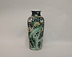 Vase with flower and rock, Porcelain painted in overglaze polychrome enamels (Jingdezhen ware, famille noire), China