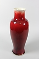 Vase, Porcelain with ox-blood red glaze (Jingdezhen ware), wooden stand, China