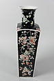 Square vase with birds and flowers, Porcelain painted in polychrome enamels over a black ground (Jingdezhen ware, famille noire), China