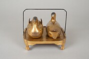 Pair of Incense Boxes (Kōgō) in the Shape of Mandarin Ducks, Lacquered wood with gold and silver takamaki-e, hiramaki-e, and togidashimaki-e, cutout gold foil application, Japan