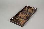 Box for Paper (Ryōshibako) with Decoration of Butterflies and Autumn Grasses, Lacquered wood with gold, silver, color (iroko) togidashimaki-e on black lacquer ground, Japan